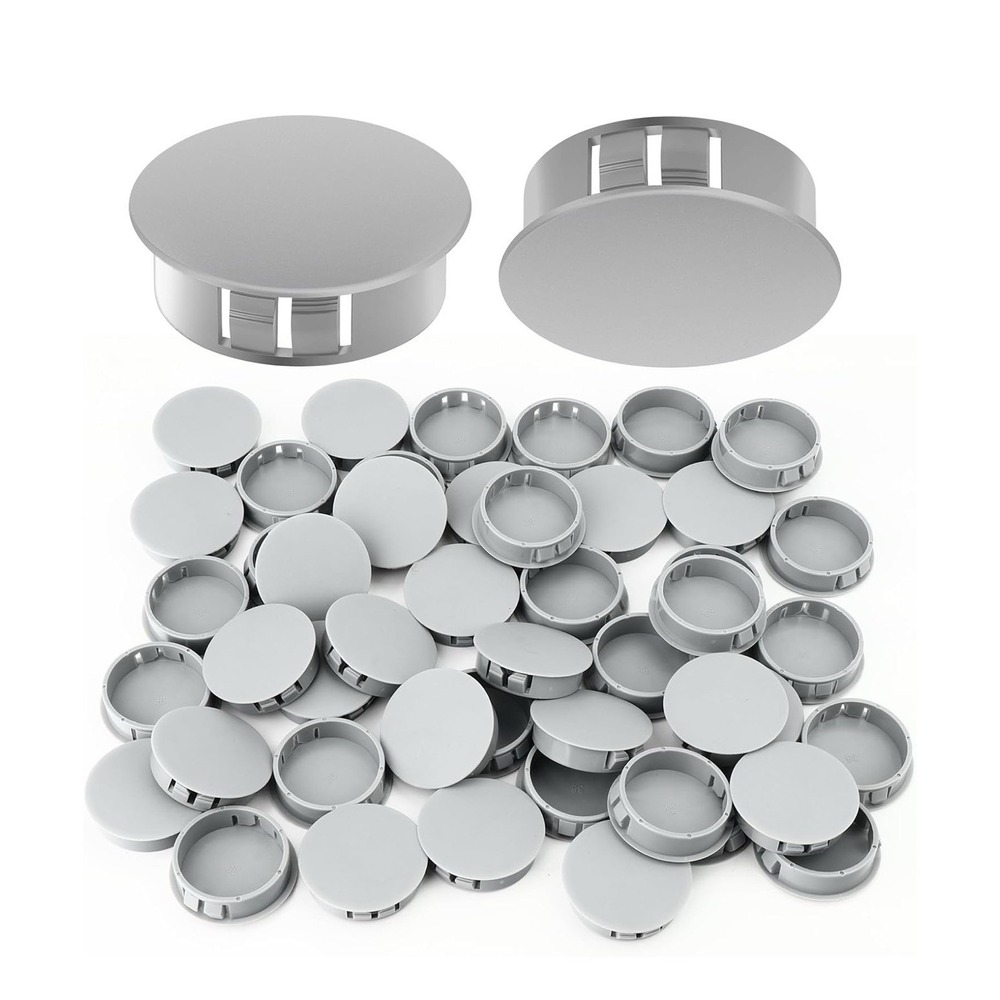 Gray Hole Plugs 50pcs 7/8" Plastic Plugs for Round Holes Flush Type